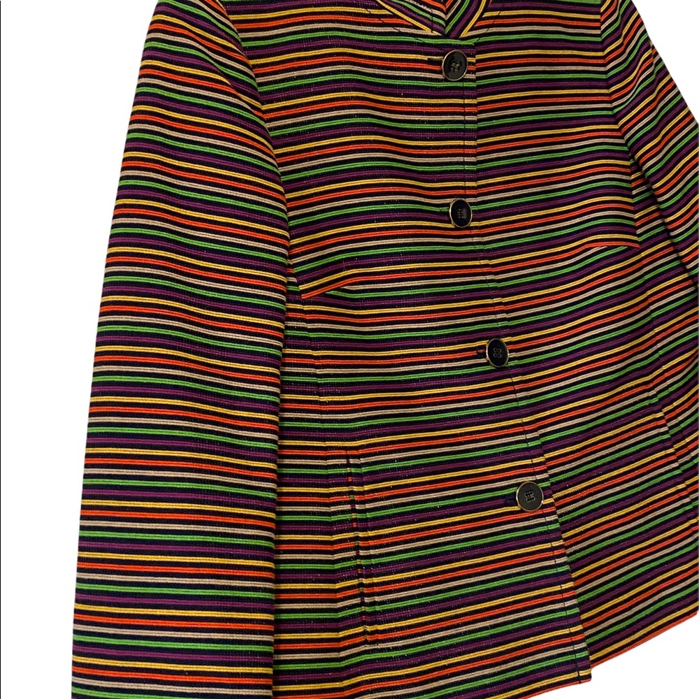 NWOT Talbots Striped Multicolored Rainbow Jacket Sz 10 Petite Lined Button NWOT